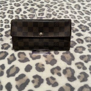 Checkerboard Brown Long Wallet
